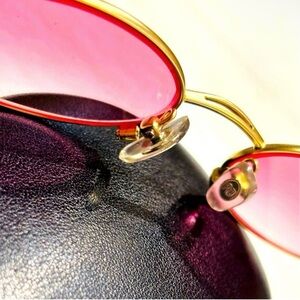 VERY RARE Authentic Gucci Coogi Brand Name Gold Metal Frame Pink Tint Sunglasses